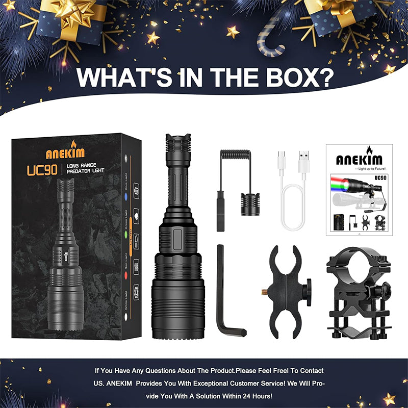 ANEKIM UC90 4-Color-in-1 (Red, White, Green,Blue) Circular Spotlight Hunting Light Predator Flashlight kit