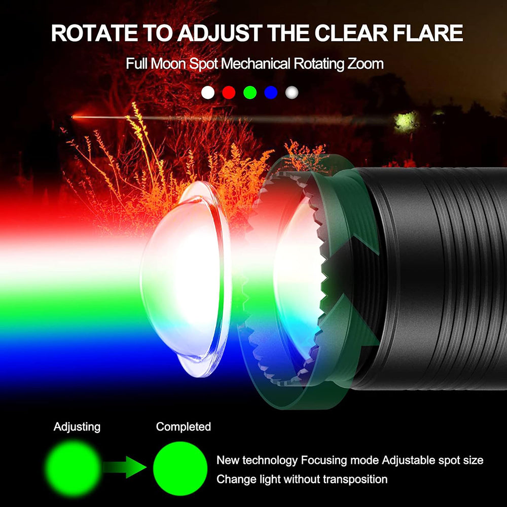 ANEKIM UC90 4-Color-in-1 (Red, White, Green,Blue) Circular Spotlight Hunting Light Predator Flashlight kit
