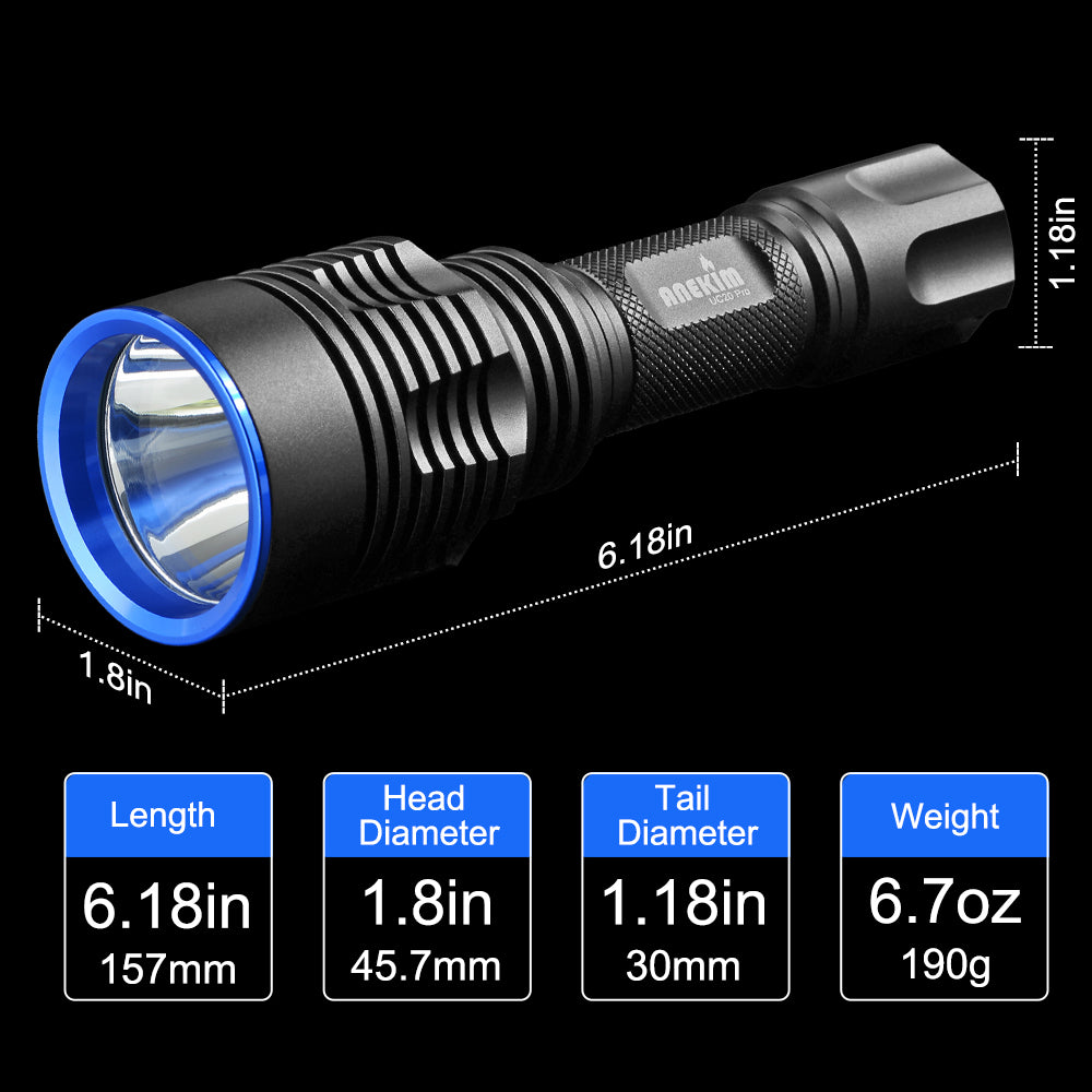 Anekim UC20 Green Hunting Light with 2000 Lumens, 18650 battery