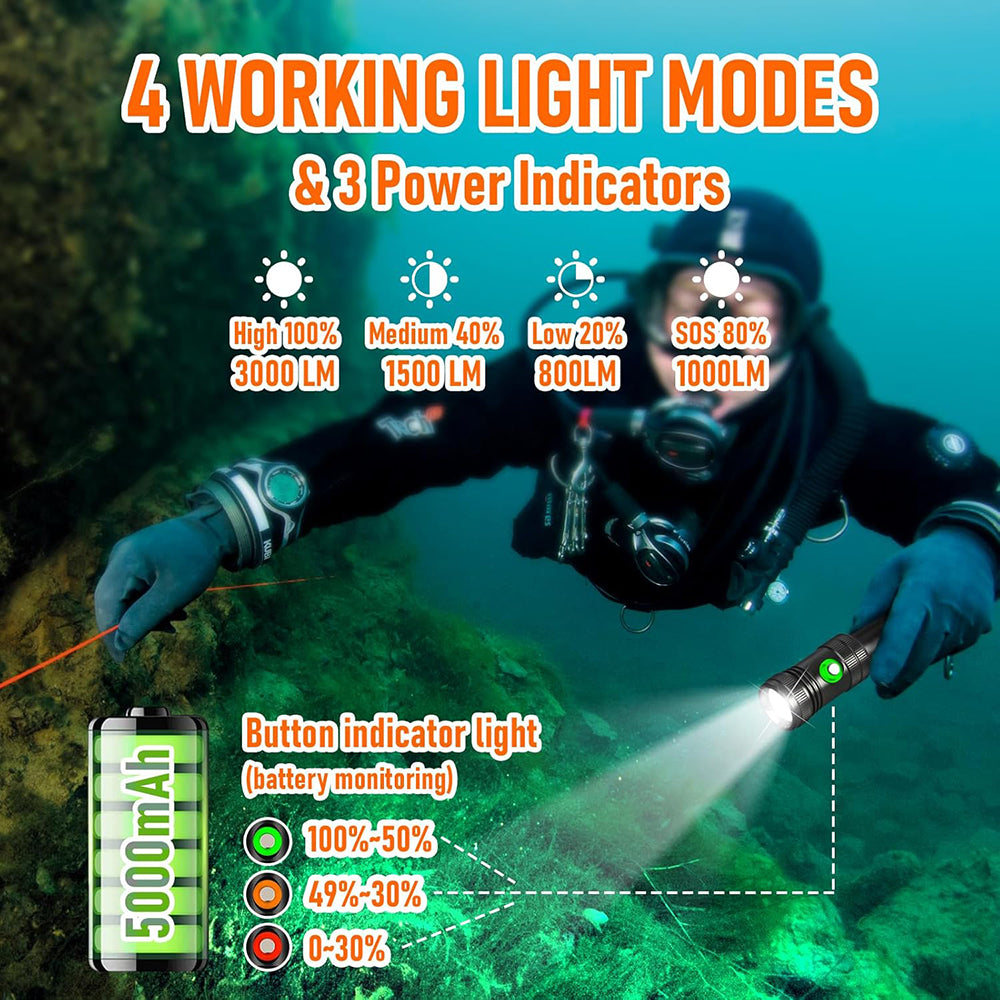 Saoprkler GD01 Diving flashlight IPX8 3000LM