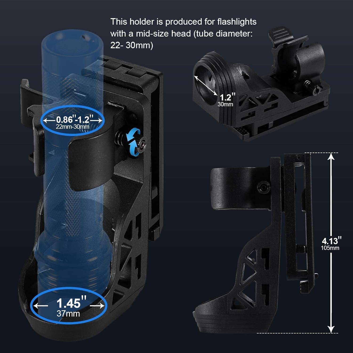 Tactical Flashlight Holder for Duty Belt